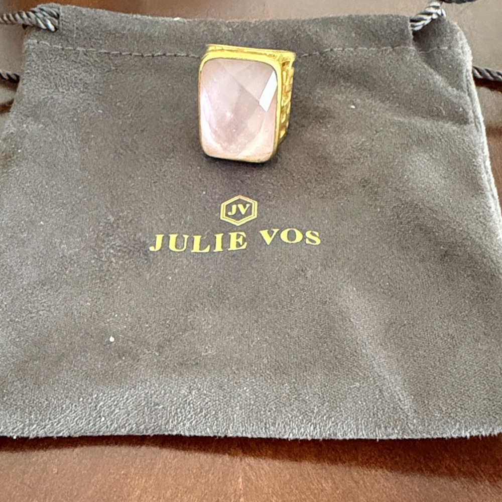 Julie Vos Gold Ring with Blush Stone